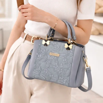 Elegant Embossed Floral Women’s Handbag 1