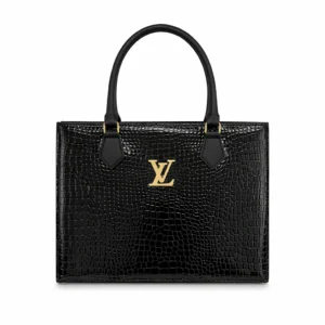 Luxury Croc Texture Women’s Tote Bag – Classic Black Edition