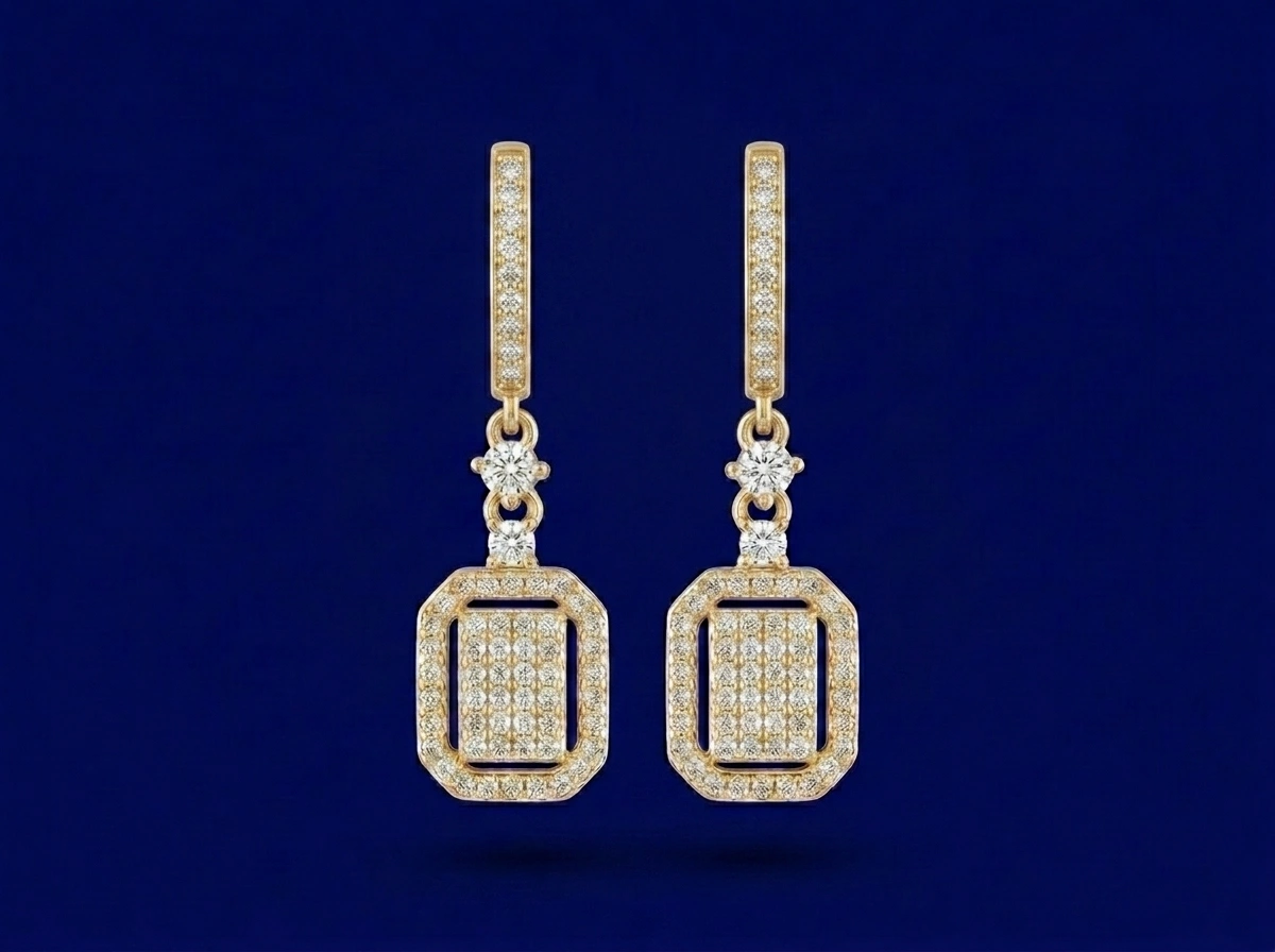 Luxury Gold Plated Geometric Jewelry Set (Pendant Necklace and Earrings)
