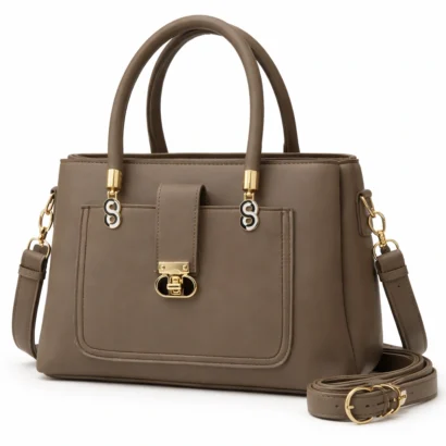 Classic Elegance Women’s Handbag – Taupe Brown Edition