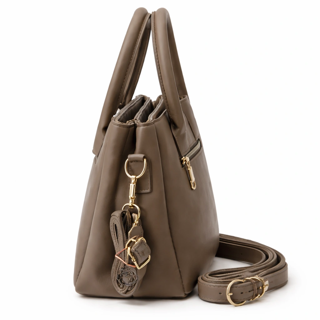 Classic Elegance Women’s Handbag – Taupe Brown Edition