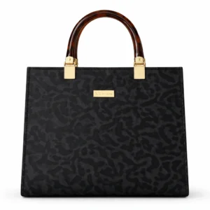 Elegant Floral Texture Women’s Handbag – Black Edition