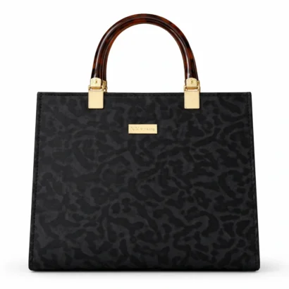 Elegant Floral Texture Women’s Handbag – Black Edition