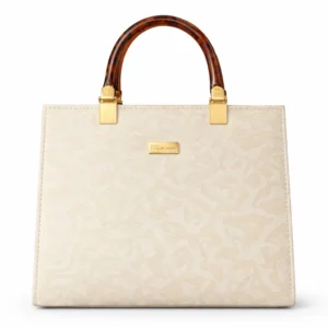 Elegant Floral Texture Women’s Handbag – White Edition