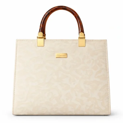 Elegant Floral Texture Women’s Handbag – White Edition