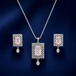 Elegant Pink Crystal Jewelry Set with Silver Plated Finish