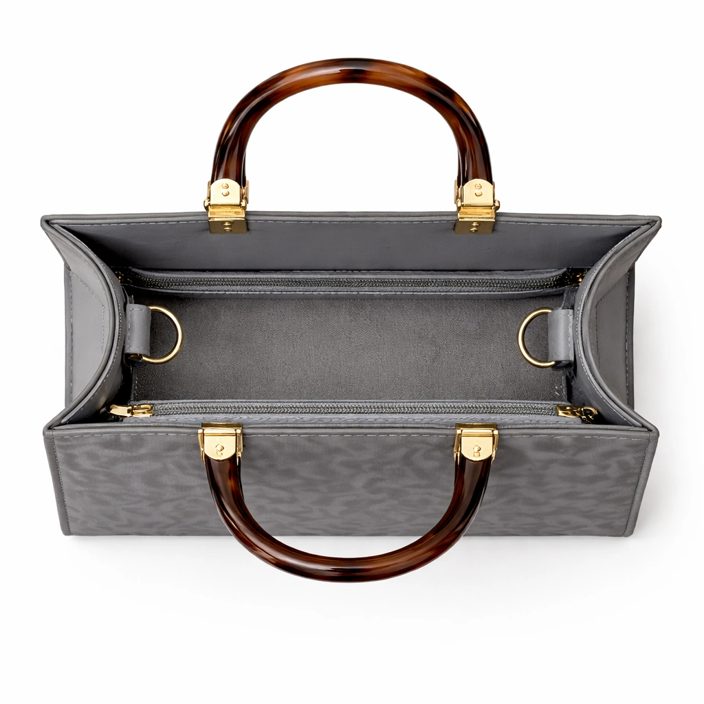 Elegant Textured Women’s Handbag – Grey Edition