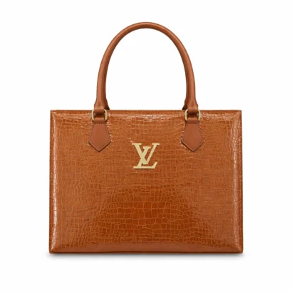 Luxury Croc Texture Women’s Tote Bag – Caramel Brown Edition