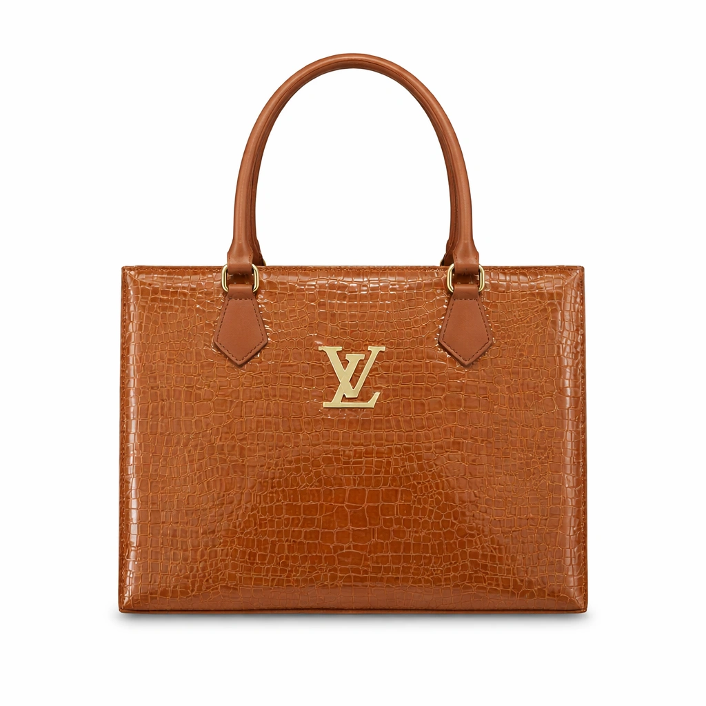 Luxury Croc Texture Women’s Tote Bag – Caramel Brown Edition (1) Luxury Croc Texture Women’s Tote Bag – Caramel Brown Edition