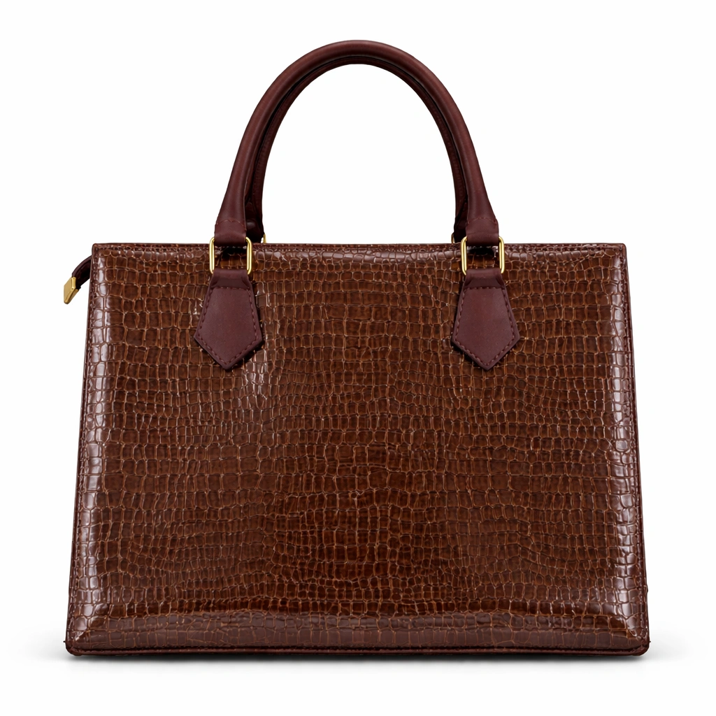Luxury Croc Texture Women’s Tote Bag – Chocolate Brown Edition