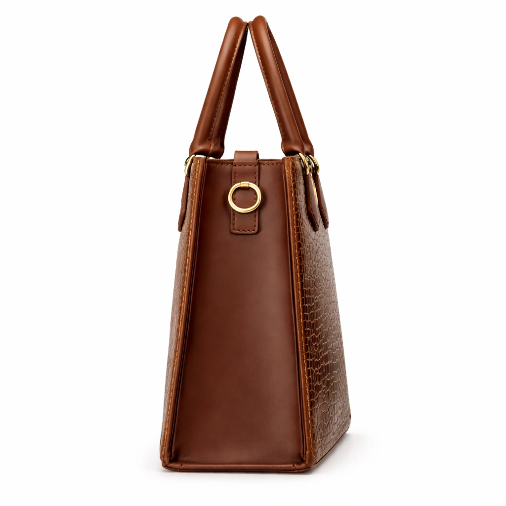 Luxury Croc Texture Women’s Tote Bag – Chocolate Brown Edition