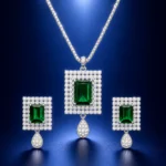Luxury Emerald Green Jewelry Set with Crystal Drop Design