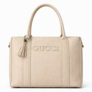 Luxury Ivory Beige Tote Handbag for Women – Elegant Tassel Collection